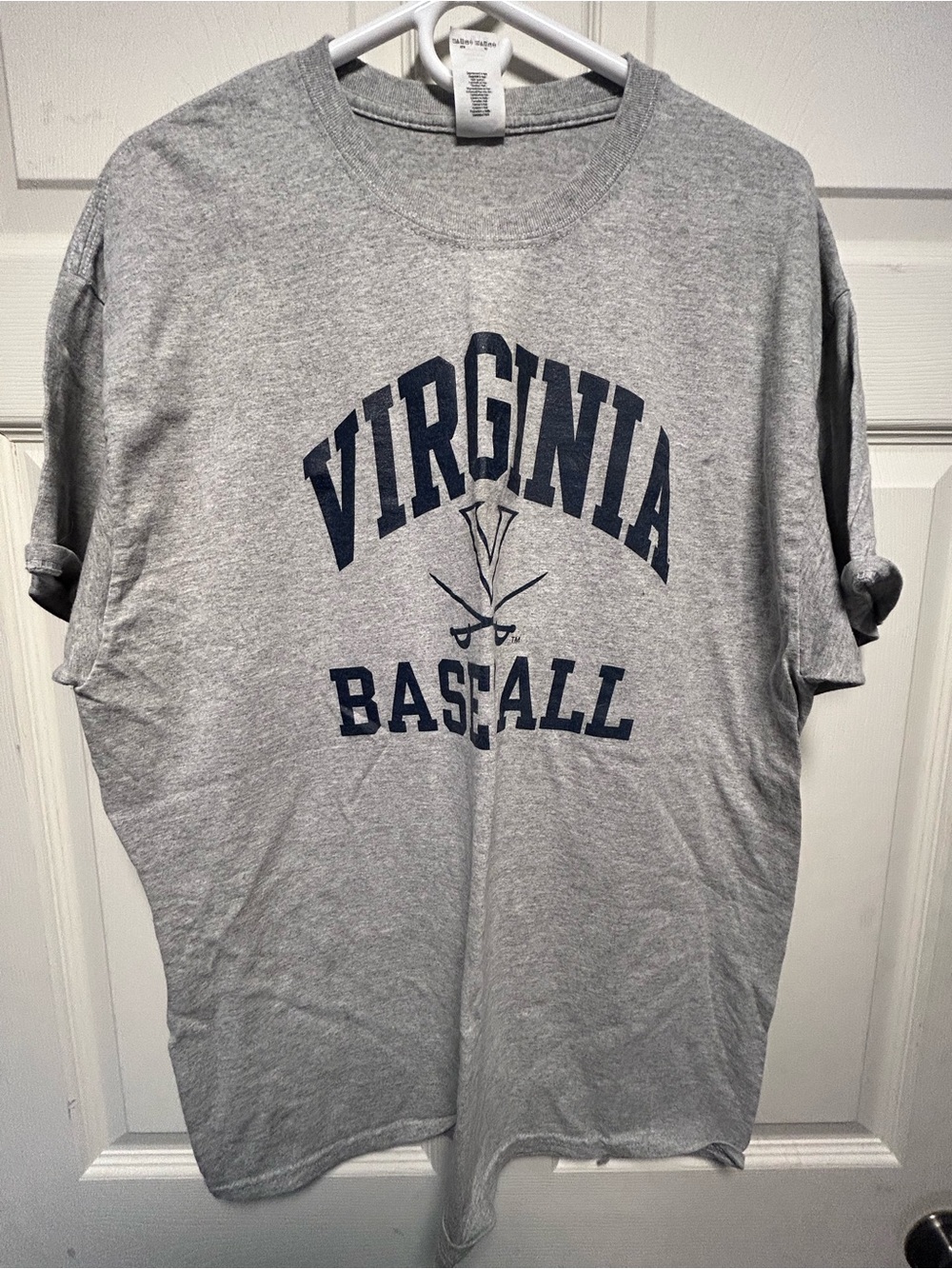 Gildan Gray Virginia Baseball Short Sleeve Tee with Navy Print